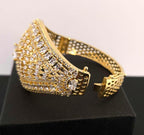 Statement CZ Openable Cuff Bracelet – Adjustable Bridal Wedding Kada, Gold, Multicolor or Magenta