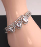 Heart CZ Cuff Bracelet – Gold or Silver, Statement Bridal Jewelry
