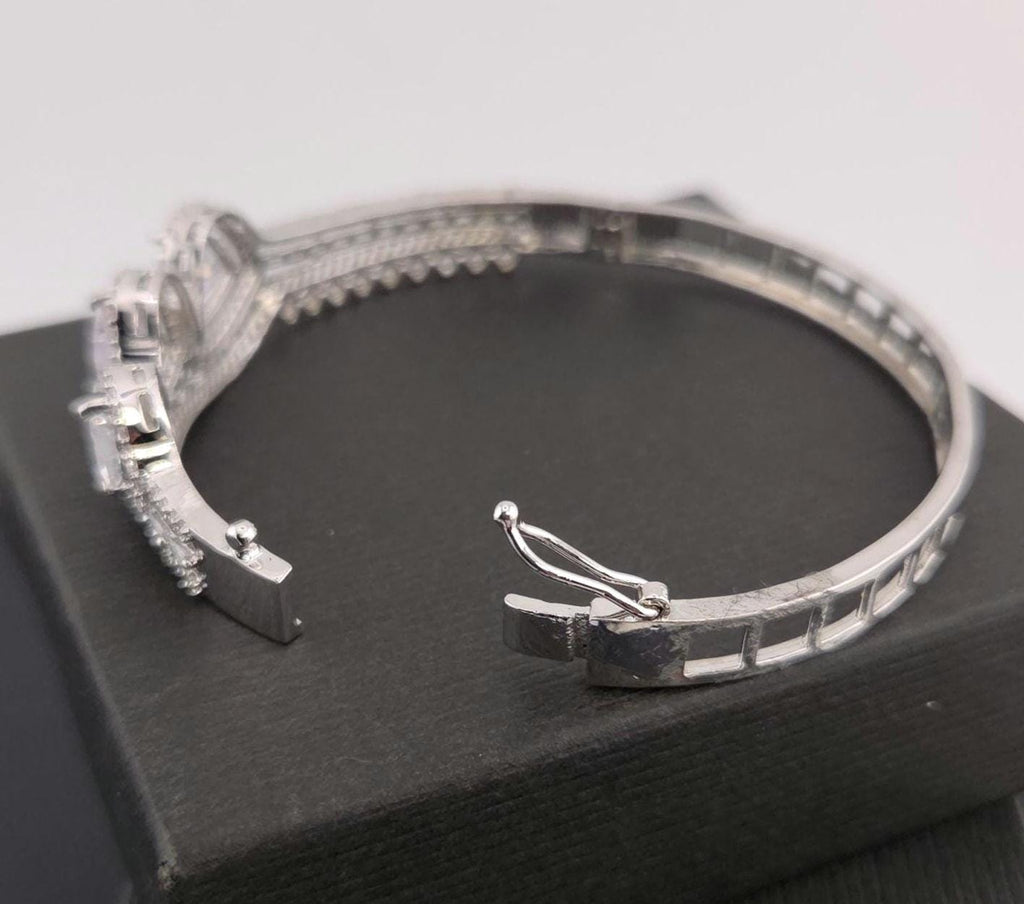 Heart CZ Cuff Bracelet – Gold or Silver, Statement Bridal Jewelry