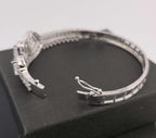 Heart CZ Cuff Bracelet – Gold or Silver, Statement Bridal Jewelry