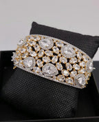CZ Statement Cuff Bracelet – Gold or Magenta, Bridal Wedding Jewelry