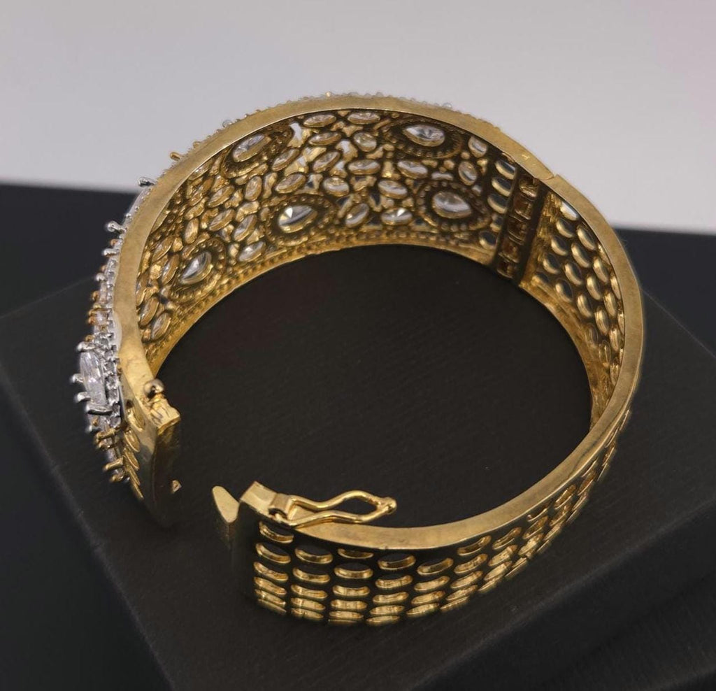 CZ Statement Cuff Bracelet – Gold or Magenta, Bridal Wedding Jewelry