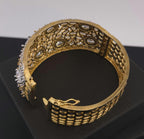 CZ Statement Cuff Bracelet – Gold or Magenta, Bridal Wedding Jewelry
