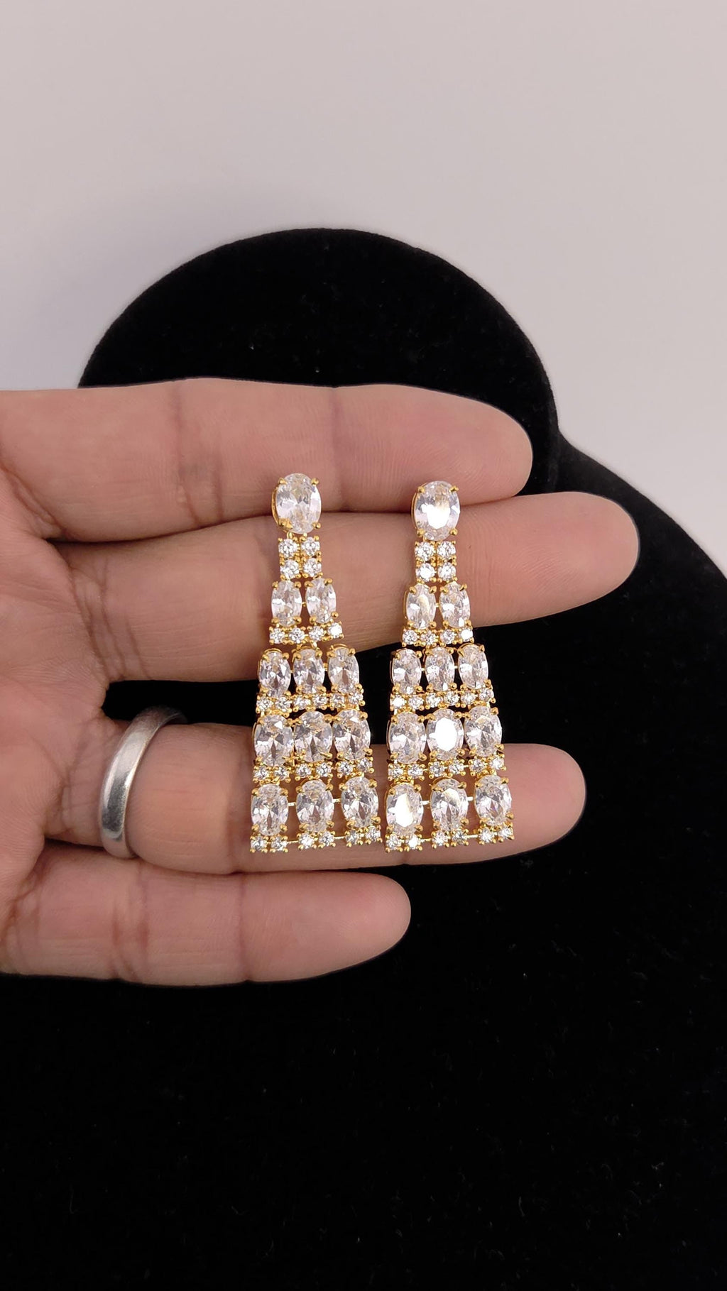 Gold Layered CZ Necklace & Earrings Set – Bridal Crystal Wedding Jewelry