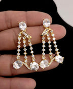 Indian Bridal Necklace Set with Earrings – Statement American Diamond Jewelry (Silver or Gold)
