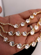 Indian Bridal Necklace Set with Earrings – Statement American Diamond Jewelry (Silver or Gold)