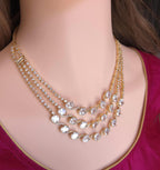 Indian Bridal Necklace Set with Earrings – Statement American Diamond Jewelry (Silver or Gold)