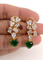 Emerald Heart Choker Necklace and Earring Set • Gold CZ Bridal Jewelry
