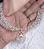 Royal Cluster CZ Teardrop Necklace Set Indian Bridal Jewelry Noor