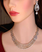 Geometric CZ Bridal Necklace & Earrings Set – Gold Plated Statement Indian Wedding Jewelry