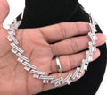 Silver Baguette Cubic Zirconia Necklace Earrings Set, Statement Bridal Jewelry