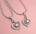 Heart CZ Pendant Necklace & Earrings Set – Pink or Clear, Silver Tone