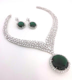 Yellow Citrine CZ Statement Necklace Set Luxury Statement Bridal Jewelry Sona
