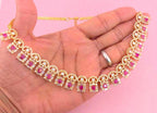 Pink Magenta CZ Choker Necklace & Earrings Set – Gold Plated Bridal Jewelry