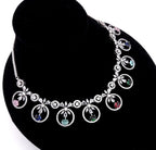 Statement CZ Necklace Set with Multi-Color Stones | Silver Plated Bridal Jewelry