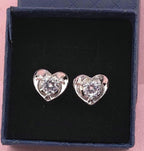 Sterling Silver Heart Stud Earrings with Cubic Zirconia, Dainty Minimal Jewelry