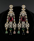 Navratna Style CZ Bridal Necklace Set – Gold Plated Indian Wedding Jewelry