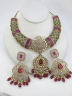 Peacock Moissanite Kundan Bridal Choker Set, Indian Wedding Jewelry, Statement Lehenga Necklace, Nikkah Reception Jewelry