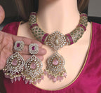 Peacock Moissanite Kundan Bridal Choker Set, Indian Wedding Jewelry, Statement Lehenga Necklace, Nikkah Reception Jewelry