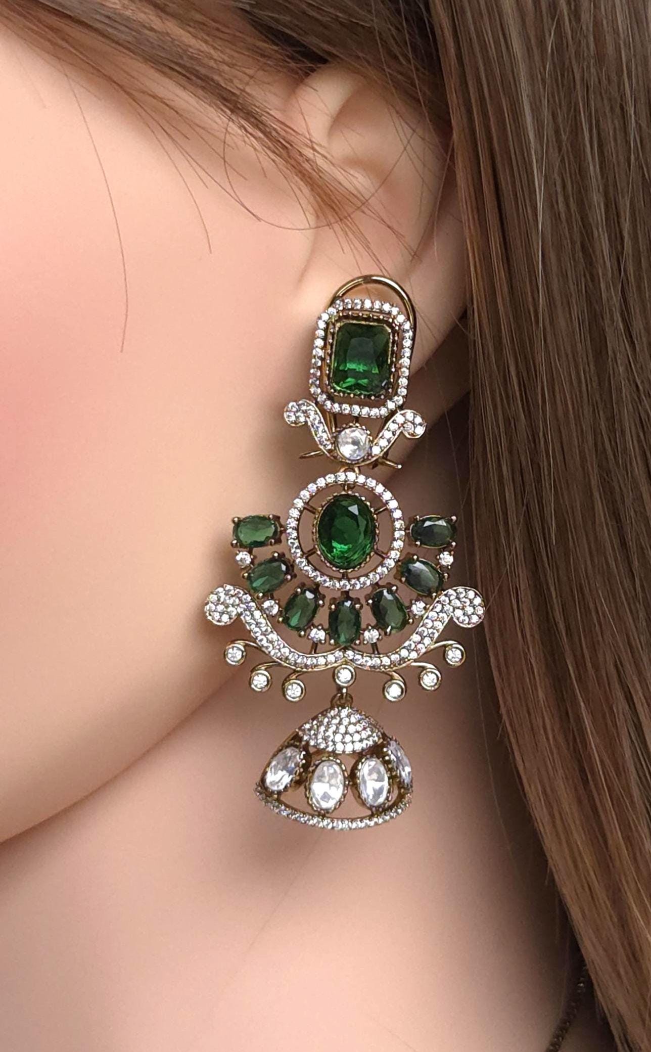 Red Green Kundan Bridal Necklace Set, Indian Wedding Jewelry, Statement Lehenga Set, Pakistani Nikkah Reception Jewelry with Maang Tikka
