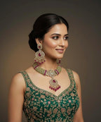 Peacock Moissanite Kundan Bridal Choker Set, Indian Wedding Jewelry, Statement Lehenga Necklace, Nikkah Reception Jewelry