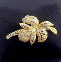 Vintage Crystal Floral Brooch: Gold, Silver Winter Jewelry
