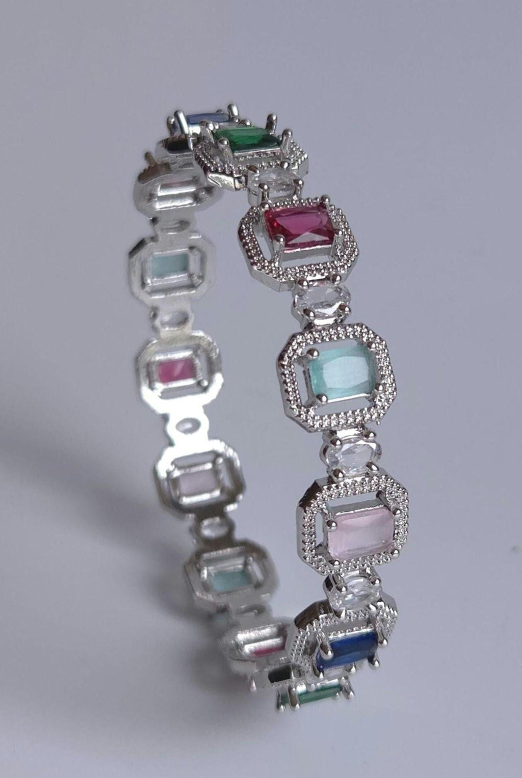 Multicolor CZ Bangle Set – Rainbow Indian Wedding & Festive Jewelry
