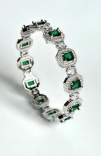 Green AD Statement Bangle Set, Emerald Cut Wedding Bangles, Indian Bracelet for Bridal & Festive Wear