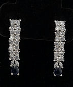 Blue Sapphire CZ Necklace Set, Diamond Look Bridal Jewelry, Silver Statement Necklace Earrings Set, Wedding Reception Jewelry, Evening Prom