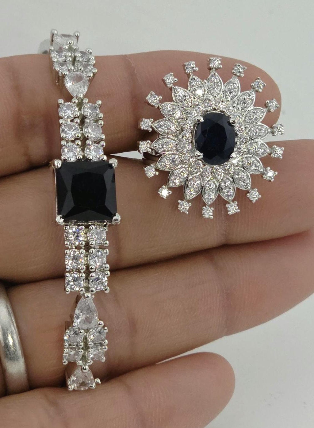 4-Piece CZ Bridal Jewelry Set Necklace Earrings Ring Bracelet Priya