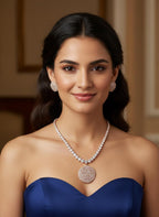 CZ Tennis Necklace Set with Statement Earrings, Silver or Rose Gold Jewelry Set, Modern Bridal Necklace, Wedding Reception Jewelry