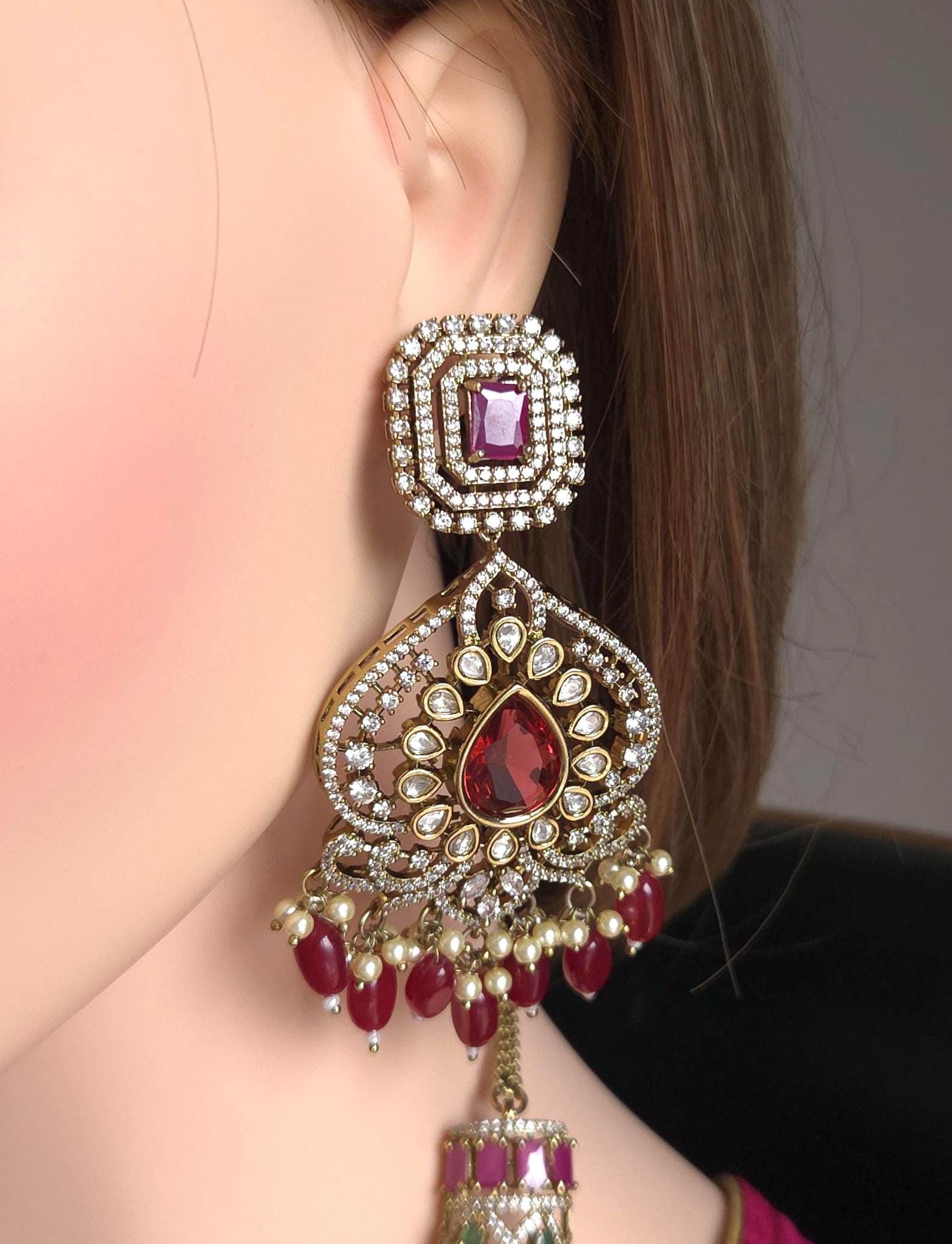 Peacock Moissanite Kundan Bridal Choker Set, Indian Wedding Jewelry, Statement Lehenga Necklace, Nikkah Reception Jewelry