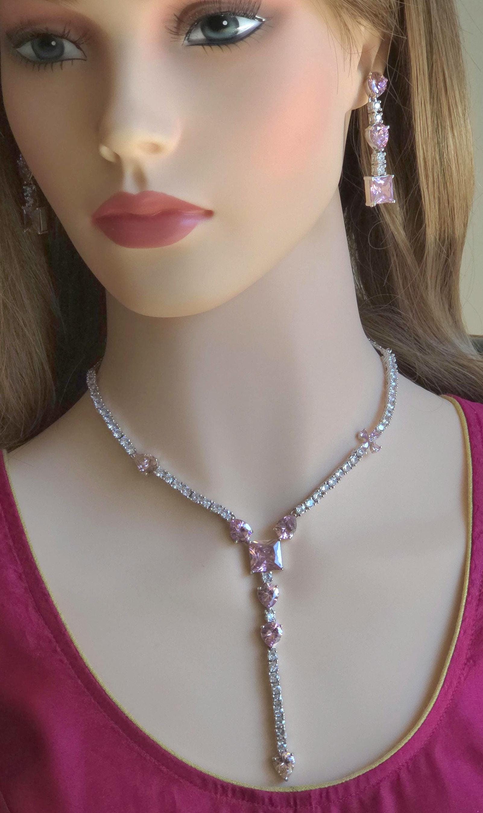 4-Piece CZ Bridal Jewelry Set Necklace Earrings Ring Bracelet Priya