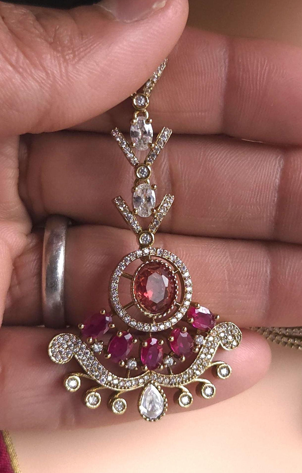 Red Green Kundan Bridal Necklace Set, Indian Wedding Jewelry, Statement Lehenga Set, Pakistani Nikkah Reception Jewelry with Maang Tikka