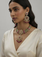 Peacock Moissanite Kundan Bridal Choker Set, Indian Wedding Jewelry, Statement Lehenga Necklace, Nikkah Reception Jewelry
