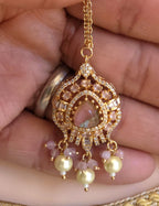 Peach Kundan Polki Bridal Choker Set, Indian Wedding Jewelry, Statement Lehenga Necklace, Pakistani Nikkah Reception Jewelry Set Maang Tikka
