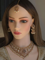 Peach Kundan Polki Bridal Choker Set, Indian Wedding Jewelry, Statement Lehenga Necklace, Pakistani Nikkah Reception Jewelry Set Maang Tikka