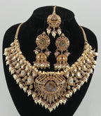 Peach Kundan Polki Bridal Choker Set, Indian Wedding Jewelry, Statement Lehenga Necklace, Pakistani Nikkah Reception Jewelry Set Maang Tikka