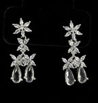 Silver CZ Bridal Necklace Set, Diamond Look Wedding Jewelry, Teardrop Statement Necklace Earrings Set, Bridal Reception Jewelry
