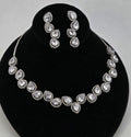 Pear Cut CZ Necklace Set Silver, Teardrop Bridal Jewelry, Elegant Wedding Guest Necklace, Prom Evening Jewelry Set