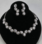 Pear Cut CZ Necklace Set Silver, Teardrop Bridal Jewelry, Elegant Wedding Guest Necklace, Prom Evening Jewelry Set