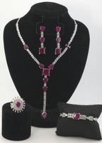 4-Piece CZ Bridal Jewelry Set Necklace Earrings Ring Bracelet Priya