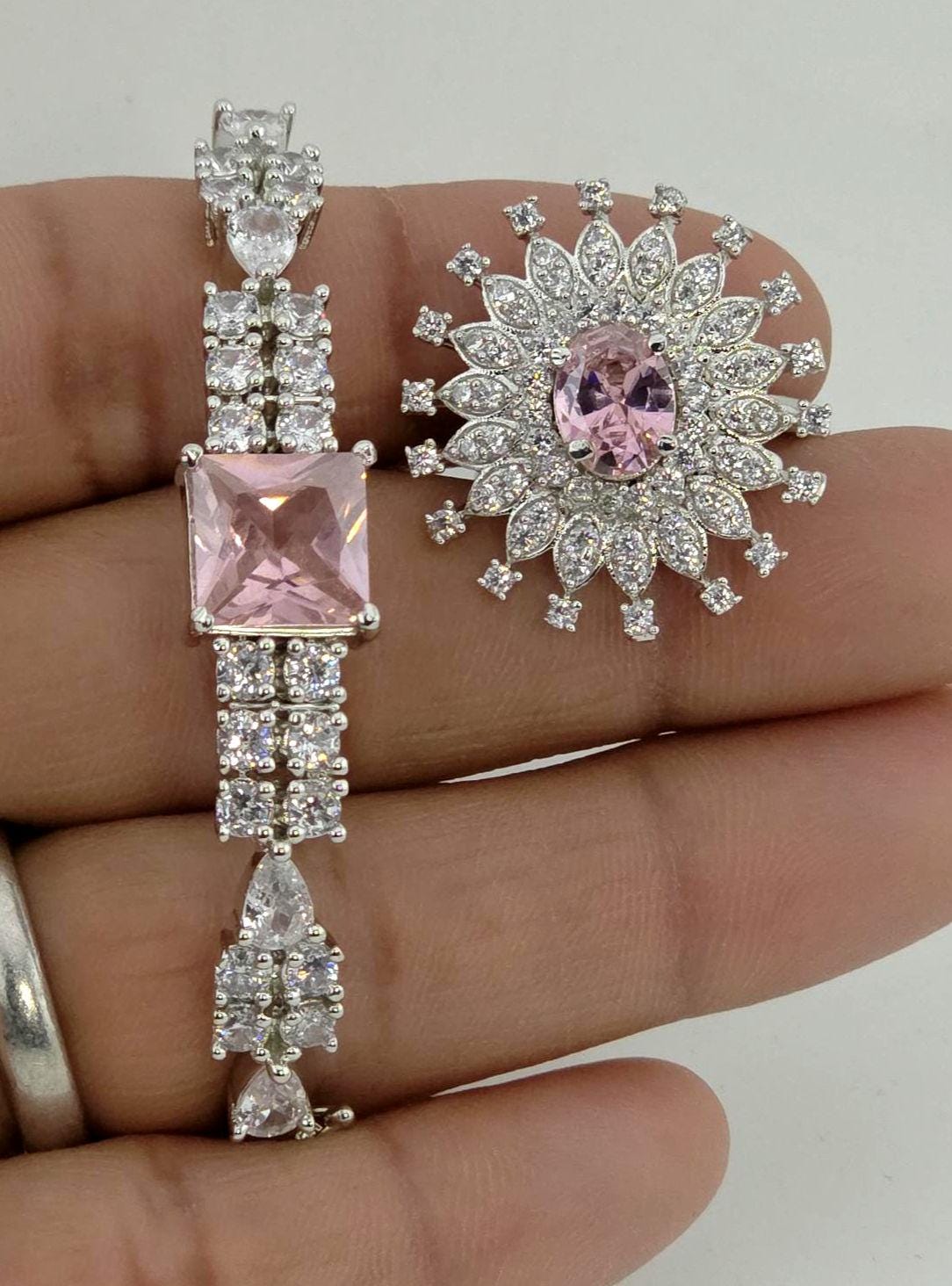 4-Piece CZ Bridal Jewelry Set Necklace Earrings Ring Bracelet Priya