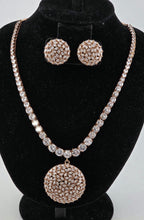 CZ Tennis Necklace Set with Statement Earrings, Silver or Rose Gold Jewelry Set, Modern Bridal Necklace, Wedding Reception Jewelry