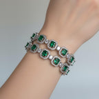 Green AD Statement Bangle Set, Emerald Cut Wedding Bangles, Indian Bracelet for Bridal & Festive Wear