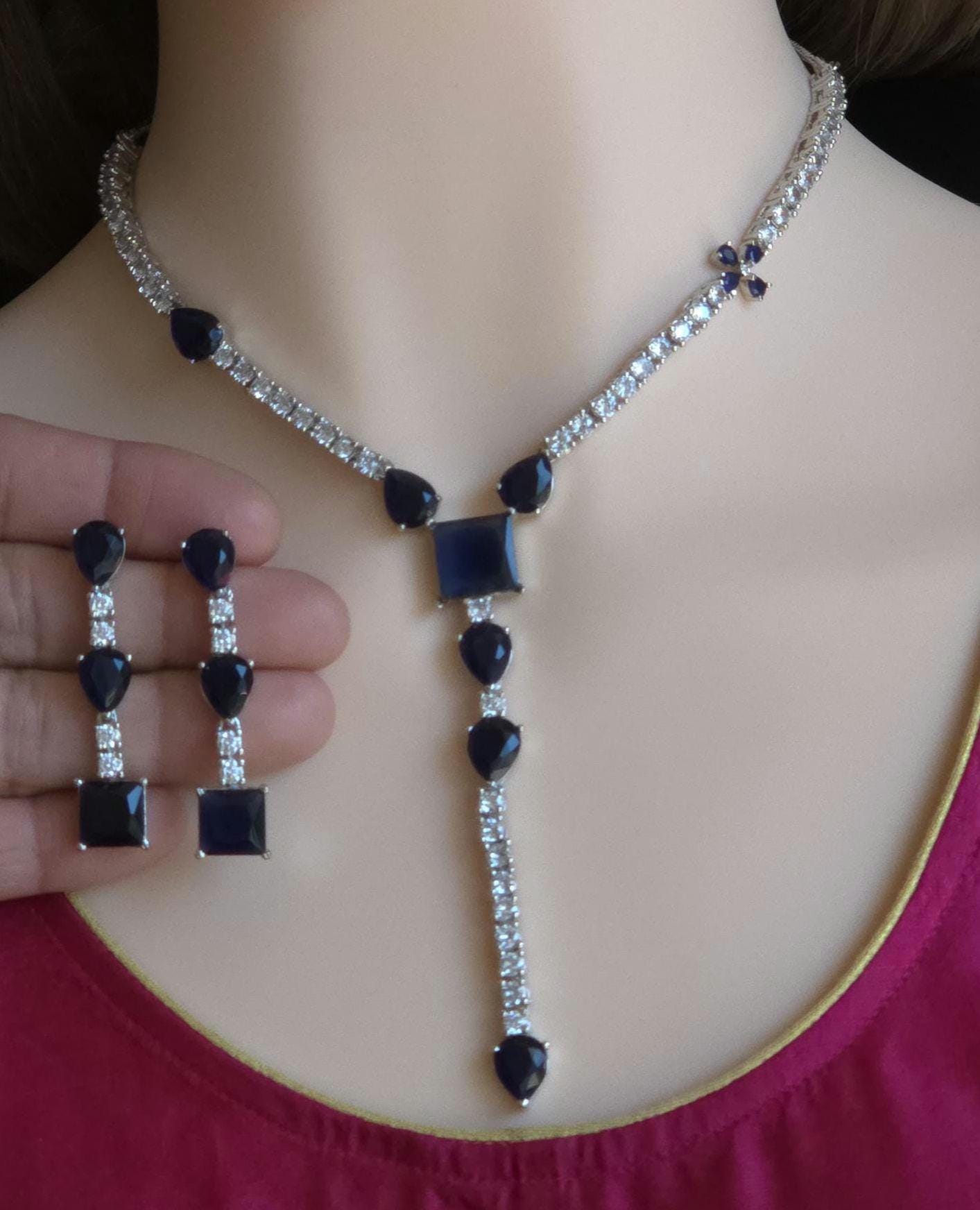 4-Piece CZ Bridal Jewelry Set Necklace Earrings Ring Bracelet Priya