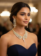 Emerald Green CZ Collar Necklace Set Bridal Evening Jewelry Rania