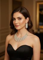 Emerald Green Multi-Row Collar Choker Necklace Set Bridal CZ Jewelry Anaya