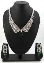 Emerald Green CZ Collar Necklace Set Bridal Evening Jewelry Rania