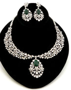 Royal Cluster CZ Teardrop Necklace Set Indian Bridal Jewelry Noor